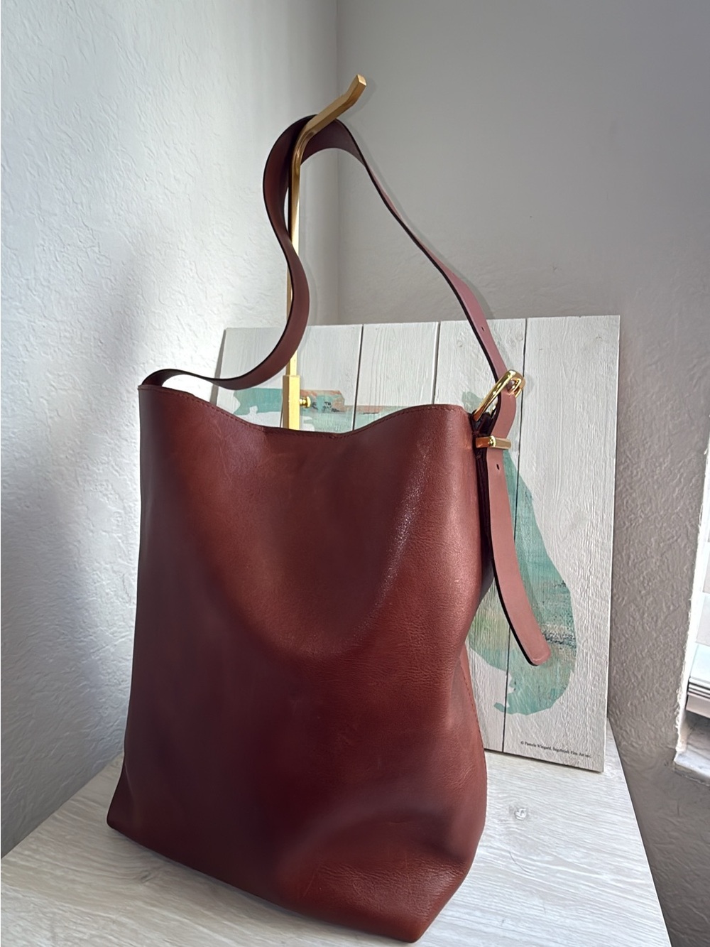 Madewell The Essential Bucket Tote in Leather Warm Cinnamon Brown NN396 $178 Ret